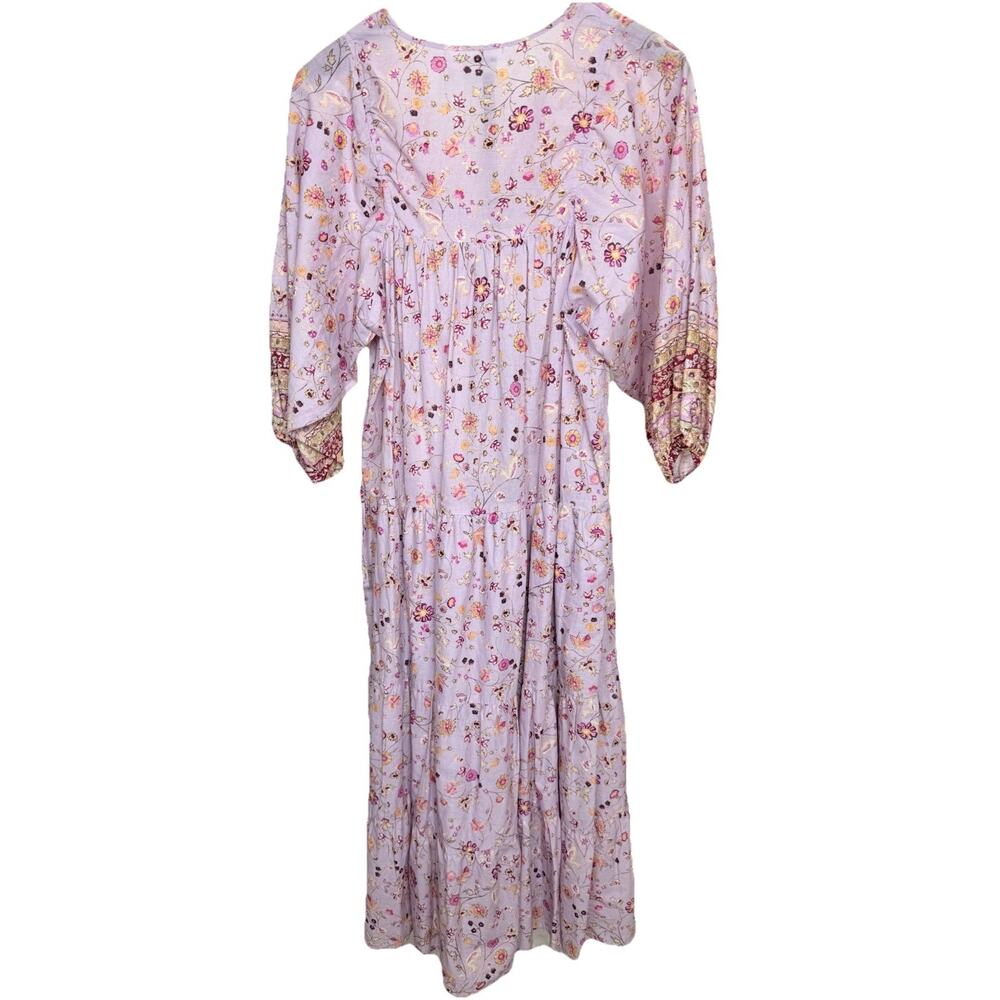 Anthropologie Self Contrast Midi Dress Women’s Sz M Cotton Floral Peasant USA - Picture 3 of 12